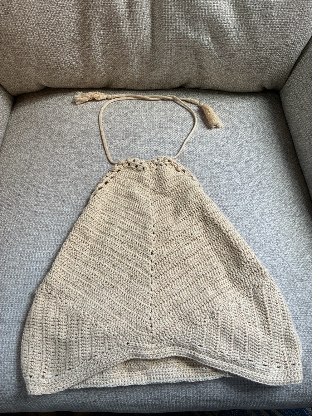 Free People Beige Crochet Halter Knit Top
